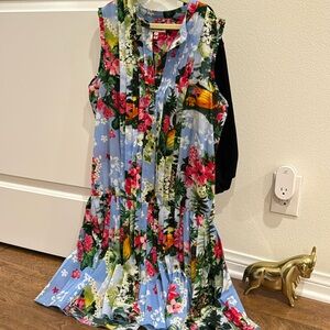 Juicy Couture Paradise Floral Dress Pleats Tropical Floral Hawaiian Size 4